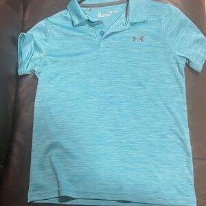 Under Armour Kids Polo Shirt - turquoise Blue Youth Med = 10ish